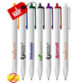 Union Printed White "Promotional" Click Pen w/ Contrast Plunger